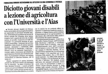 Università di Basilicata e Aias Potenza consegna attestati Gennaio 2014 - Aias Potenza  e.t.s.