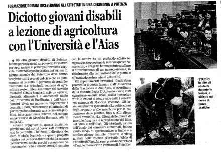 Università di Basilicata e Aias Potenza consegna attestati Gennaio 2014 - AIAS Potenza ets